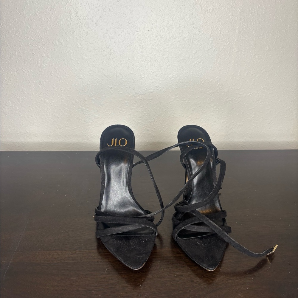 Jennifer Lopez Black Strappy Heeled Sandals